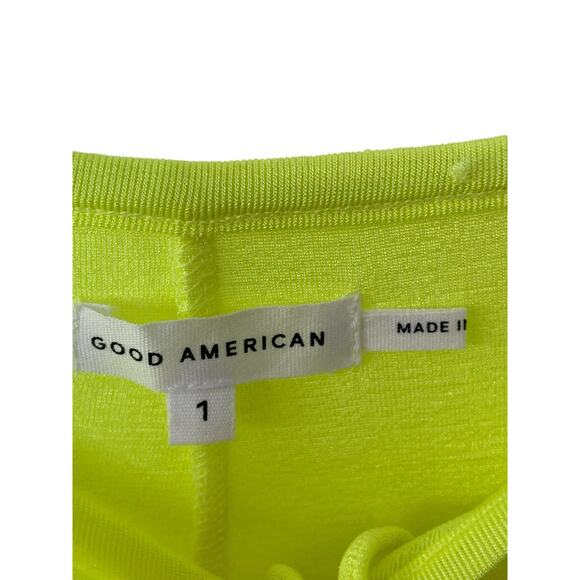 Good American Shimmer Pants Swimwear Ruched Front Electric Lime Festival Small - Picture 4 of 7